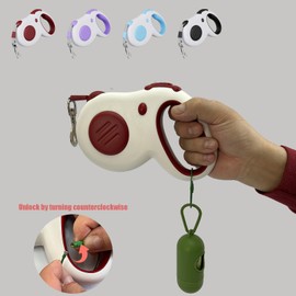 JAWADE Retractable Dog Leash, 16 ft Dog Leash for Pets up to 44 lbs, Durable ABS and Aluminum Alloy Clip, Includes 4 Rolls of Poop Bags and Bag Holder, Red and White