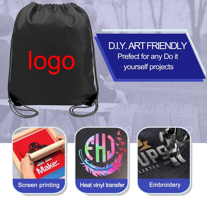 BeeGreen Black Drawstring Backpack Bulk 20 Pack, Christmas String Backpack