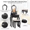 Costway Vanity Compact Makeup Dressing Table Stool Set Jewelry Desk