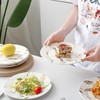 Loymokinar Modern 6-Piece Dinner Plate Set, 10-Inch White Marble Ceramic