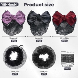 9 Pcs Bun Hair Nets, Bowknot Hair Snood Net and Elastic Mesh Bun Cover, Ballet Dance Skating Hair Clip Bun Cover with Hairpins Classic Hairnets for Dance Bank Clerk Nurse Skater