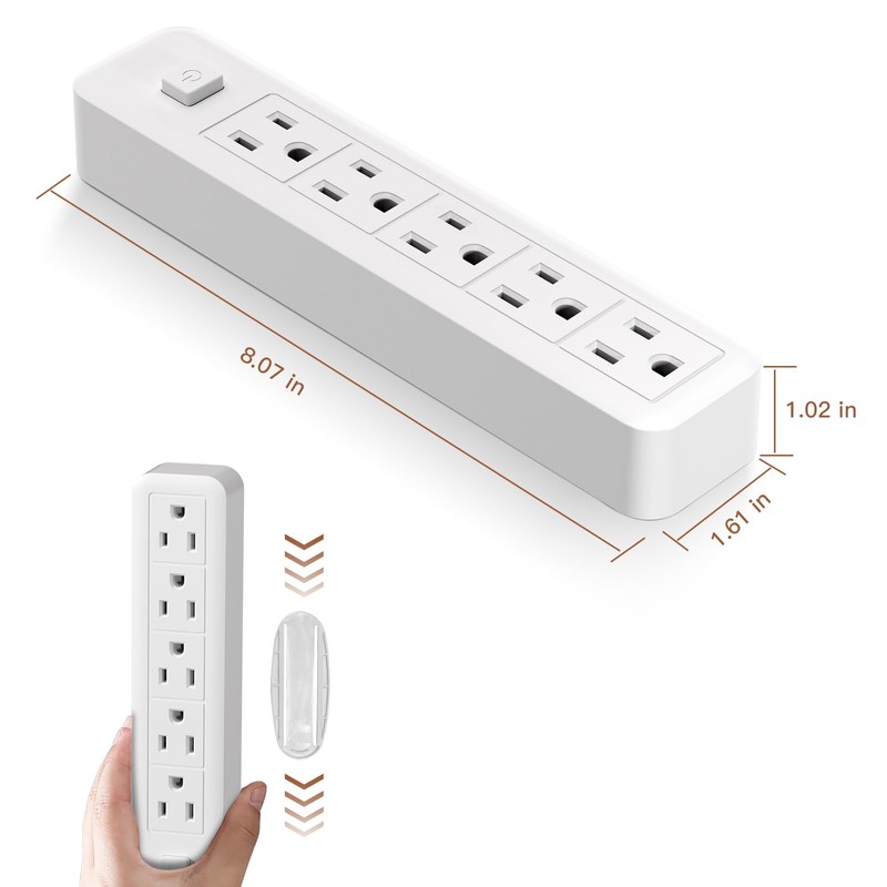 Flat Plug Extension Cord 6FT with Outlet Covers, Ultra-Thin Outlet