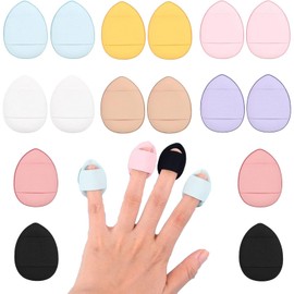FUYUERO Finger Puff Mini Finger Powder Puff for Facial Concealer Makeup Puff Powder Puff Fingertip Fande Sponge Soft Wet & Dry Makeup Puff Portable Makeup Supplies 8 Colors Set of 16 (8 Colors)