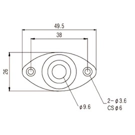 Electric guitar input jack socket plate in black oval recessed including screws