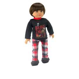 American Fashion World Boy's Dinosaur Button Up Pajamas for 18-Inch Dolls | Premium Quality & Trendy Design | Dolls Clothes | Outfit Fashions for Dolls for Popular Brands