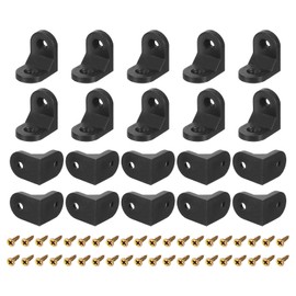 uxcell 20Pcs 90 Degree Plastic Corner Braces, 16.6x23.4x23.4mm Nylon Shelf Right Angle Brackets with Screws for Cabinets, Cupboards (Black)