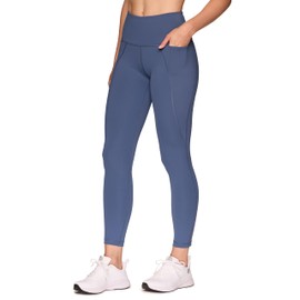 RBX Active Women's 7/8 Leggings, Quick Drying Squat Proof Gym Tights Ankle Length Workout Running Blue Yoga Legging with Pockets Vintage Blue L