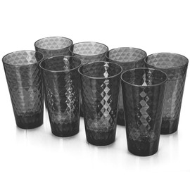 AKMQYM BPA-Free Plastic Tumblers 8 Pack (8x22oz) | Reusable Dishwasher Safe | Stackable Shatterproof Cups | Plastic Drinkware & Drinking Tumblers for Restaurant, Home, Party
