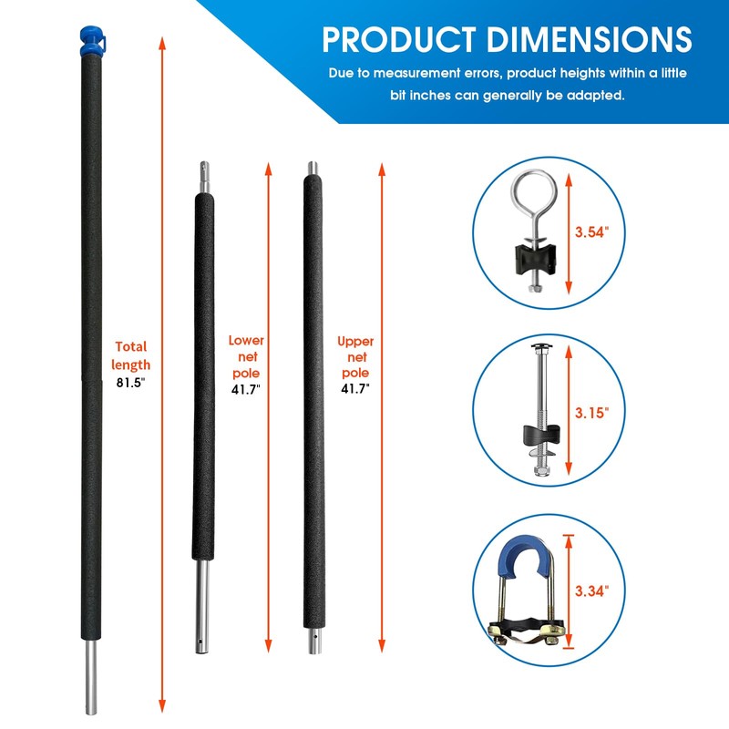 8 Universal Trampoline Enclosure Net Poles, Trampoline Poles Replacement and