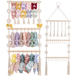 RDYEAAR Bow Organizer for Girls, Headband Organizer for Baby Girl, Bow Hanger for Girls, White Baby Girl Nursery Decor, Toddler Hair Accessory Organizer，Hanging Organizer