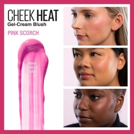 Maybelline Cheek Heat Gel-Cream Blush Makeup, Lightweight, Breathable Feel, Sheer Flush Of Color, Natural-Looking, Dewy Finish, Oil-Free, Pink Scorch, 1 Count