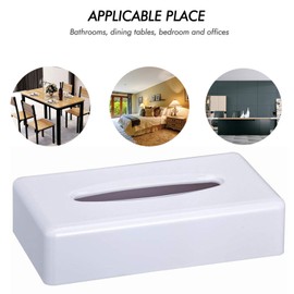 VINN DUNN OBLONG Plastic Tissue Dispenser White, Rectangle Facial Tissue Dispenser Holder Kleenex Flat Napkin Dispenser Bathroom Vanity Countertops (White)