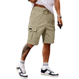 JMIERR Mens Classic Khaki Cargo Shorts Classic Loose Fit Big & Tall Summer Work Short with 5 Pockets,US 42(3XL)