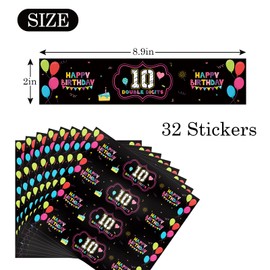 MonMon & Craft Double Digits 10 Water Bottle Labels Stickers/Happy 10th Birthday Bottle Wrappers/Happy Birthday Party Water Labels Decorations Supplies (Set of 32)