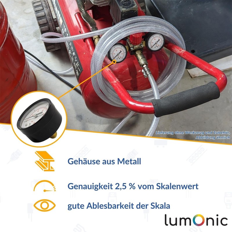 Lumonic I Pressure Gauge 0-2.5 Bar I 1/4 Inch I