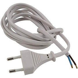 UNITEC Euro Cable H03VVH2-F2 x 0.75 mm², 2 Metres, White