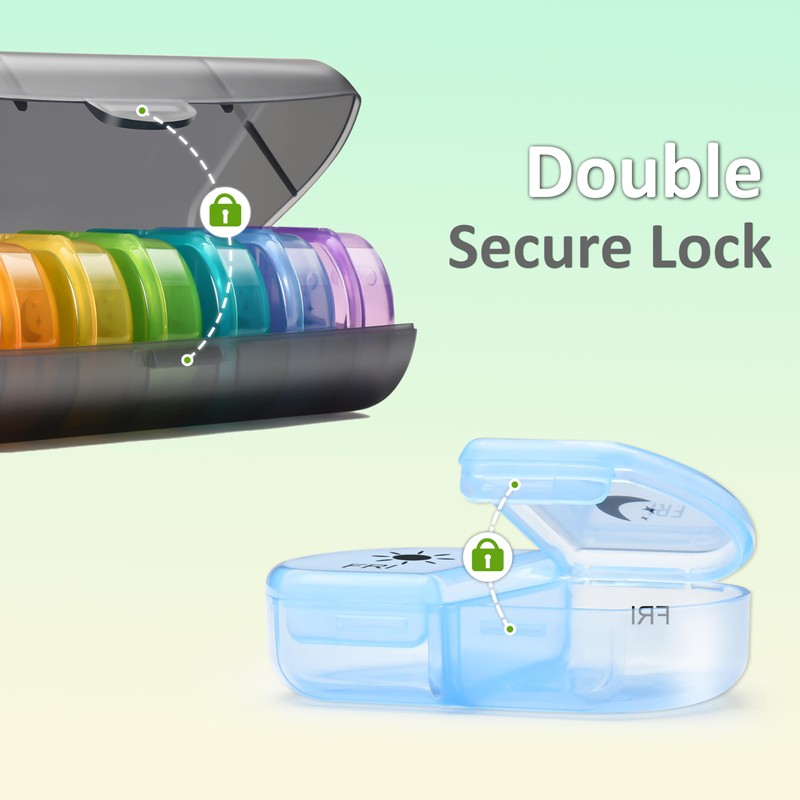 Fullicon Large Capacity Pill Organizer, Secure Pill Case with Durable