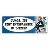 Please sit pee metal sign in blue comic style a