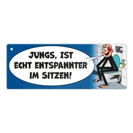 Please sit pee metal sign in blue comic style a funny toilet sign for public or private toilets to protect them from unnecessary pollution