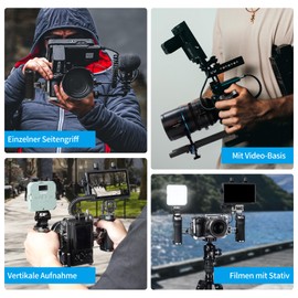 SIRUI Side Handle, Side Handle for Camera Cage, Two Mounting Options, NATO Rail, Fixing Screw, 3/8 Inch-16 Screw, 1/4 Inch-20 Screws, Can be Used Right/Left (SC-SH)