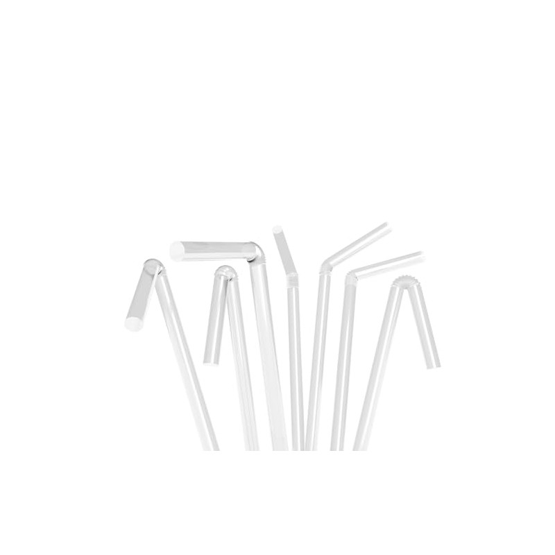 Flexible Plastic Drinking Straws - 7.75" x 0.23" (250, Clear)