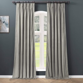 HPD Half Price Drapes VPCH-145002-84-FP Signature Pleated Blackout Velvet Curtain (1 Panel), 25 X 84, Silver Grey