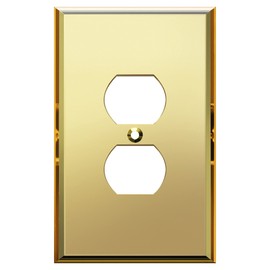 LIDER Duplex Receptacle Wall Plate, Mirrored Outlet Cover for Duplex Outlet, Plexiglass Outlet Cover, Reflective Finish, Acrylic Glass, Modern Decoration Upgrade, Oversized 1-Gang 5.25" x 3.44", Gold