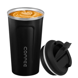 MOYAC Termos para Cafe de 510 ml, Termo Agua de Gran Capacidad de Acero Inoxidable, Termo Cafe al Vacío para Conservación del Calor y el Frío, Adecuada para Preparar Leche, Café, Té (Negro)