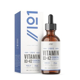 Vitamin D3 K2 Drops - High Strength Vitamin D3 4000 IU & Vitamin K2 25mcg – 30ml (600 Drops) - Liquid Vitamin D 1000IU per Drop - MCT Oil Base - By Alpha01