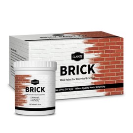GLAINTE Brick Transformation Paint for Brick, Fireplaces, Walls, and Concrete, Interior/Exterior, 16 oz Kit, White, Included Tools