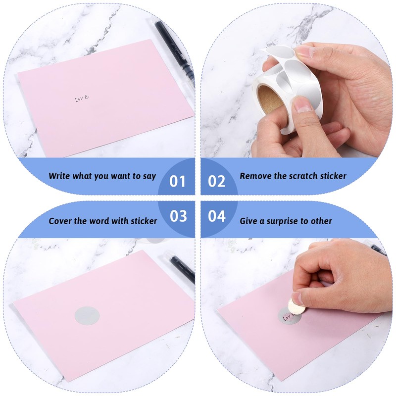 BOHUIZ 300 PCS Scratch Off Stickers, 1.1 Inch Scratch Off