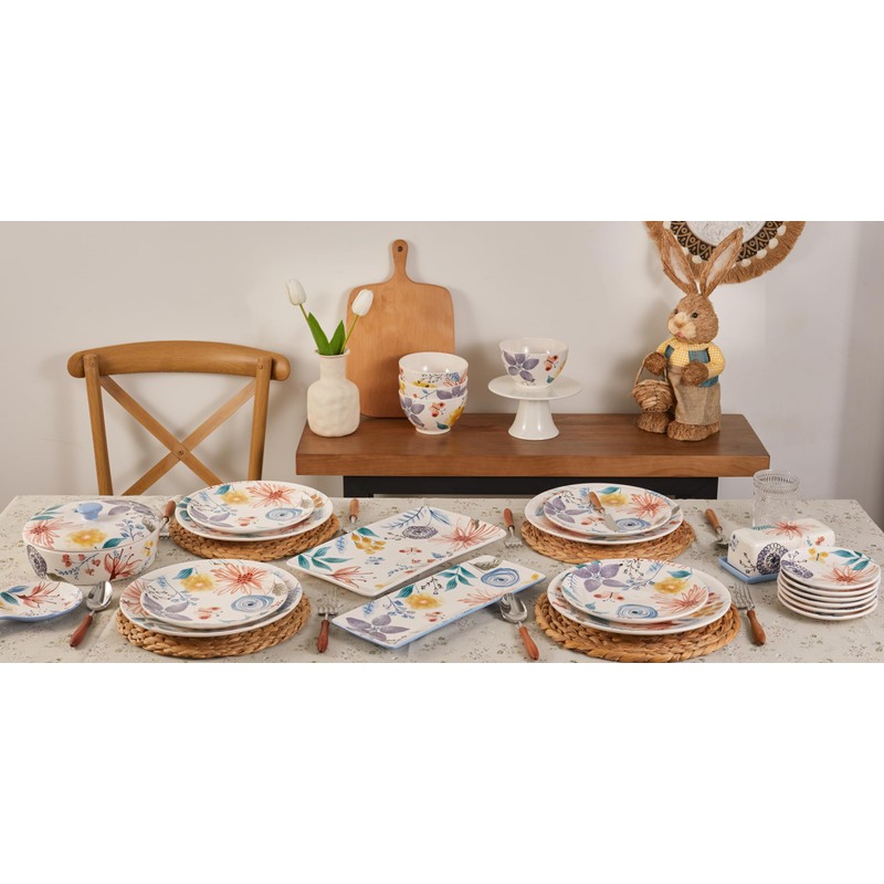 Bico Blossom Symphony Ceramic Salad Plates, 8.75 inch, Set of