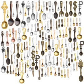 Tableware Charms,100g (80-120pcs) Fork Knife Spoon Tableware Pendants Mixed Kitchen Theme Charms Craft Supplies for DIY Necklace Bracelet