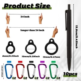 Lewtemi 10 Sets 24 Inch Pen Leash Pen Silicone Lanyard Holder for Clipboard Notebook Office Supplies (Black)