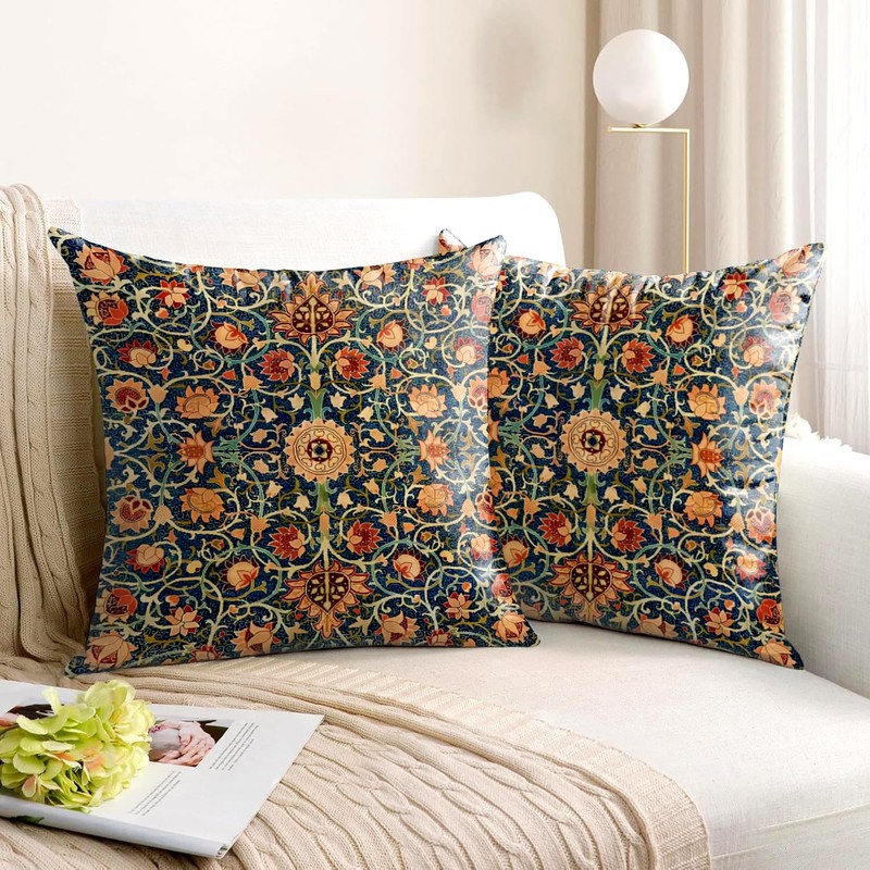 HUASHUZI Cushion Covers William Morris 40x40cm Boho Decorations Double Sided