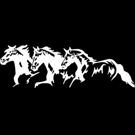 White Running Horses Self-Adhesive Decal Sticker Waterproof Decor for Car Vehicle Personalization Bumper Stickers, Decals
