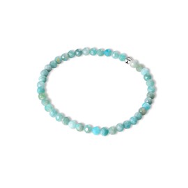 Candyfancy Gemstone Bracelet with 4 mm Silver 925 Pearls Genuine Natural Stone Bracelet Women's Natural Real Chakra Stones Bead Bracelet Length 18 cm