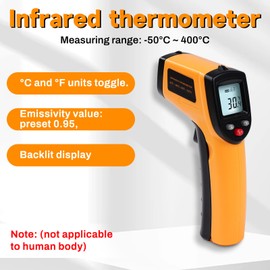 DewinLVD Infrarot Thermometer, Temperaturmessgerät Laser Digitales für Kochen Grillen Berührungslos Thermometer -50°C～400°C für Gefrierschränke Heizungsanlage nicht für Menschen