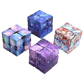 Aohcae Infinity Cube Fidget Toy 4PCS, Magic Infinity Cube Desk Toy Mini Sensory Toys Stress Relief Tool Anti-Stress Fidget Toys Suitable for Adults and Kids