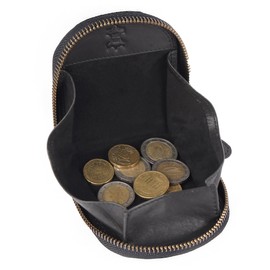 Benthill Real Leather Coin Purse - Mini Purse for Coins with Zip - Shake Purse - Women & Men Coin Purse - Coin Purse, black, coin purse