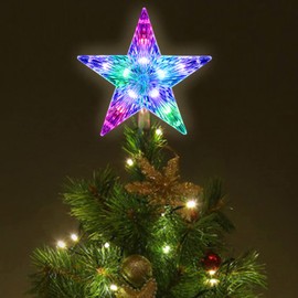 Christmas Tree Topper,Brogrous, 9.5inch 24 Modes Color Changing,10 LED Christmas Star Tree Topper Lighted with Versatile Remote Controller, USB Powered Tree-top Star for Xmas Tree Decoration
