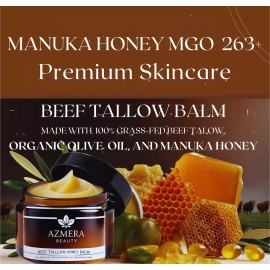 Homemade 100% Grass-Fed Beef Tallow For Skin Balm with Organic Manuka Honey MGO 263+ - Orange