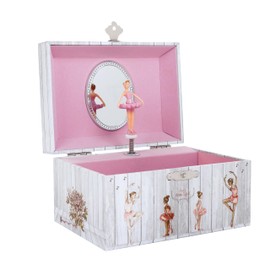 Musical Ballerina Jewelry Box - Music Box with Spinning Ballerina, Ballet Birthday Gifts, Jewelry Boxes, 6 x 4.7 x 3.5 in - white