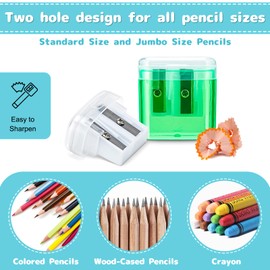Craiiby 100 Pack Pencil Sharpeners Bulk - Colored Handheld Pencil Crayon Double Hole Sharpener, School Classroom Supplies
