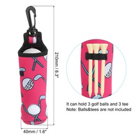 PATIKIL Golf Ball Carry Bag, Golf Tee Holder Pouch Portable Neoprene Golf Ball Holder with Clip for Men and Women, Pink
