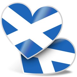 2 x Heart Stickers 15 cm - Scottish Flag Scotland Britain Fun Decals for Laptops,Tablets,Luggage,Scrap Booking,Fridges, #15675