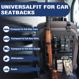 Pridefend Heavy Duty Rigid Tactical Seat Back Gun Rack with Molle Panel Vehicle Gun Holder,All-Steel Tactical Seat Back Organizer for Hunting Rifles/Shotguns