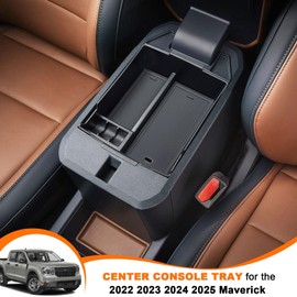 TOPINSTALL Center Console Tray Compatible with 2022-2025 Ford Maverick Accessories, XL XLT Lariat Pickup Truck Organizer Armrest Box Coin Container-Black