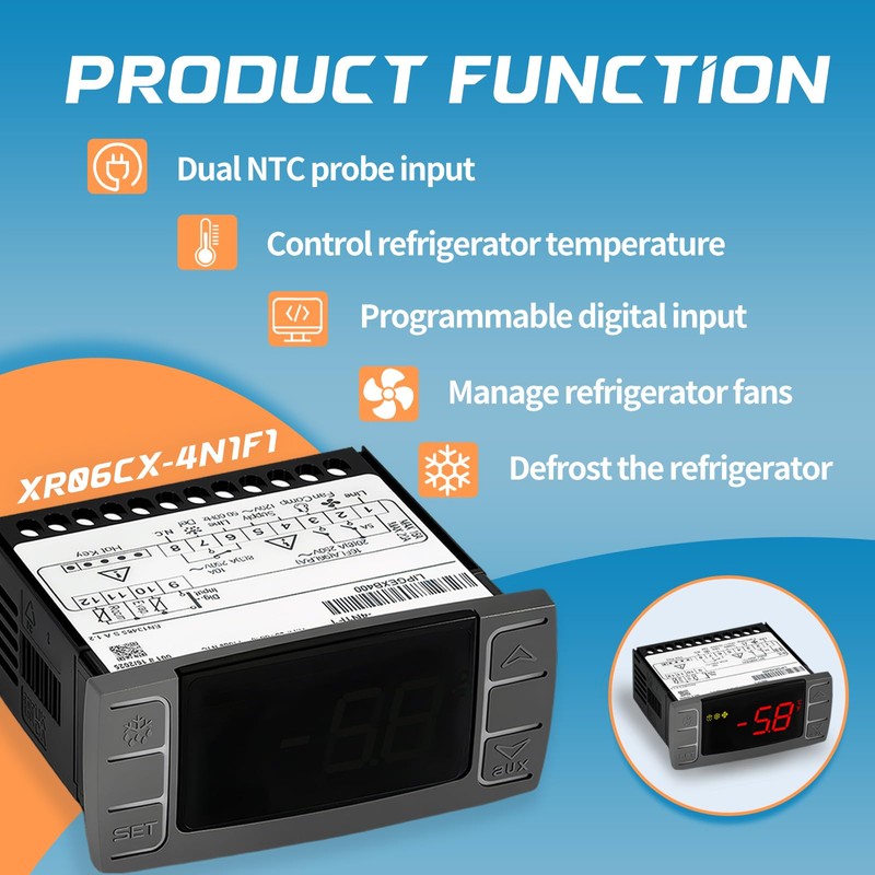 AGradify XR06CX-4N1F1 Temperature Controller with Sensor Probe Compatible with Dixell,