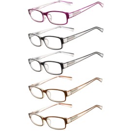 OWL 5 Pack Eyeglasses for Women, Spring Hinge with Beautiful Pattern Reading Glasses Women, Stylish Fashion Readers